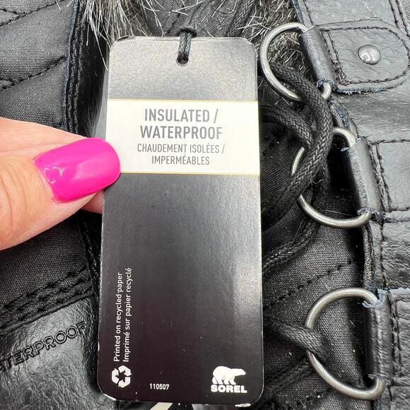 Sorel Womens Size 6.5  Tofino II Waterproof Faux Fur Trim Boots Black Stone NWT - Picture 7 of 13